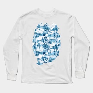 Santa's Village on Christmas Eve (blue) Long Sleeve T-Shirt